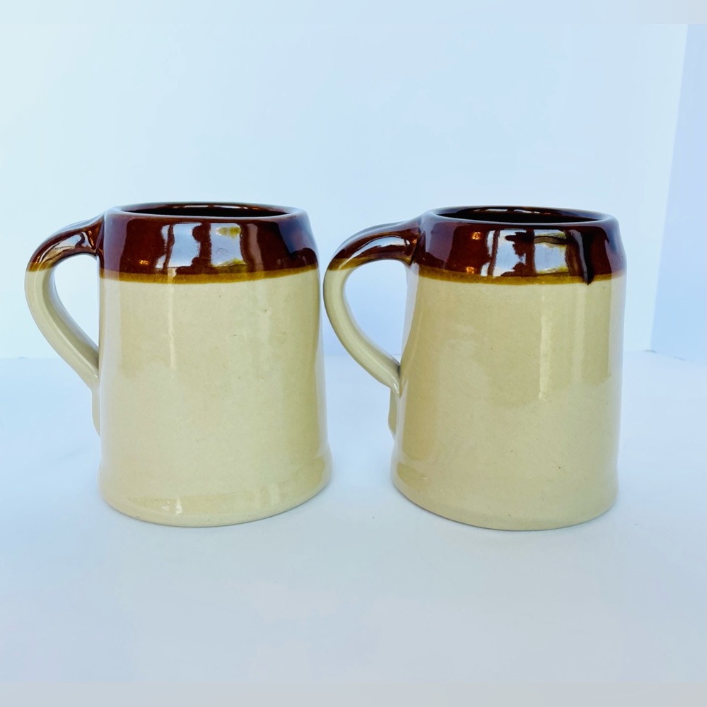 Set of 2 Vintage Maple Leaf USA Stein Mug, Glazed Stoneware .5 Liter